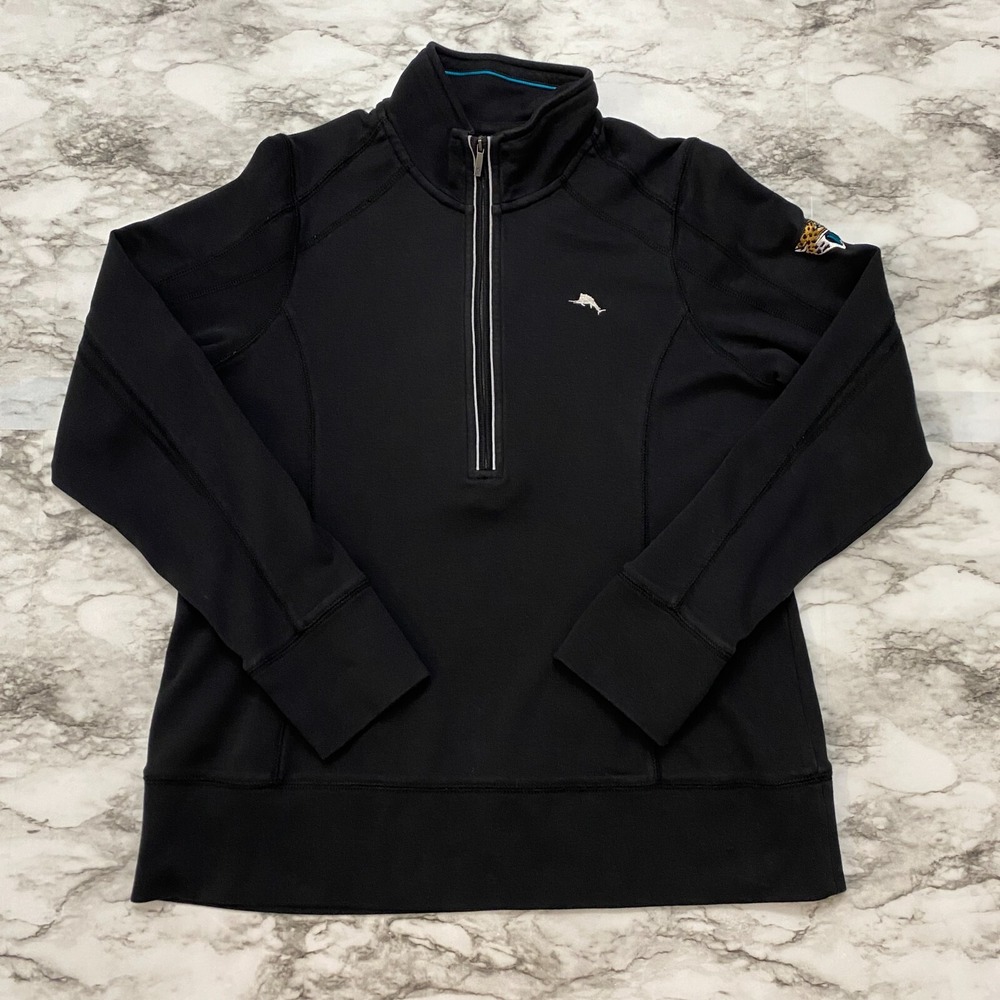 Tommy Bahama Bungalow Mens Sweatshirt M Black Jacksonville Jaguars 1/2 Zip